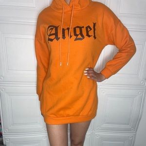 Angel Hoodie Dress Neon Orange